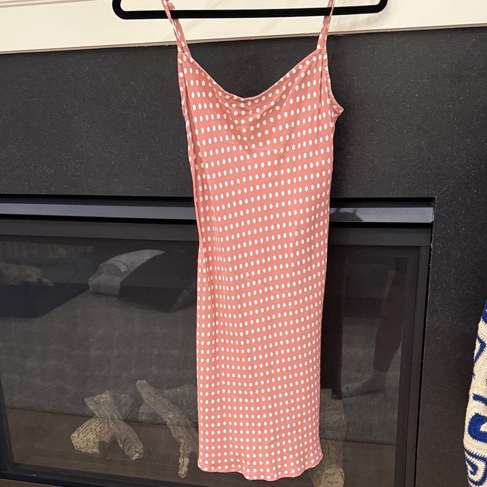 Flynn Skye Pink Polka Dot Mini Slip Dress